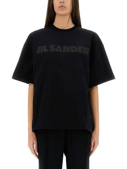 Logo Print Short Sleeve T-Shirt Black - JIL SANDER - BALAAN 2