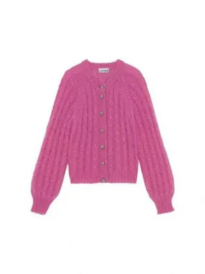 Women's Jewel Button Relaxed Mohair Cardigan Pink - GANNI - BALAAN 2