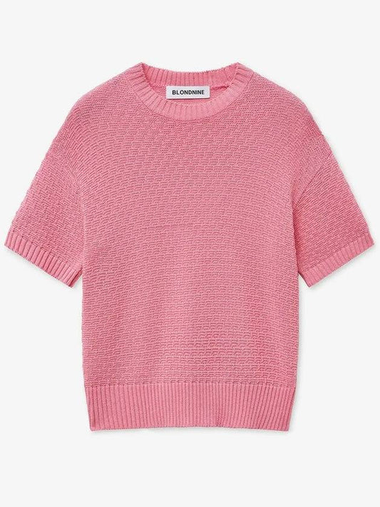 Soft crop round short sleeve knit_pink - BLONDNINE - BALAAN 1