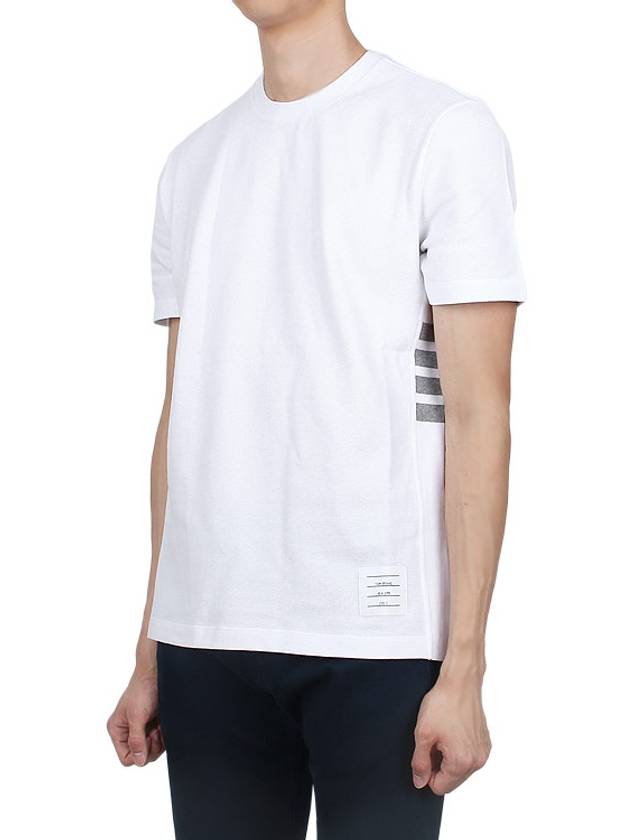 Classic Pique Rib Side Insert 4-Bar Short Sleeve T-Shirt White - THOM BROWNE - BALAAN 4