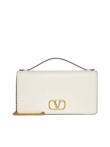 V Logo Signature Chain Cross Bag White - VALENTINO - BALAAN 1