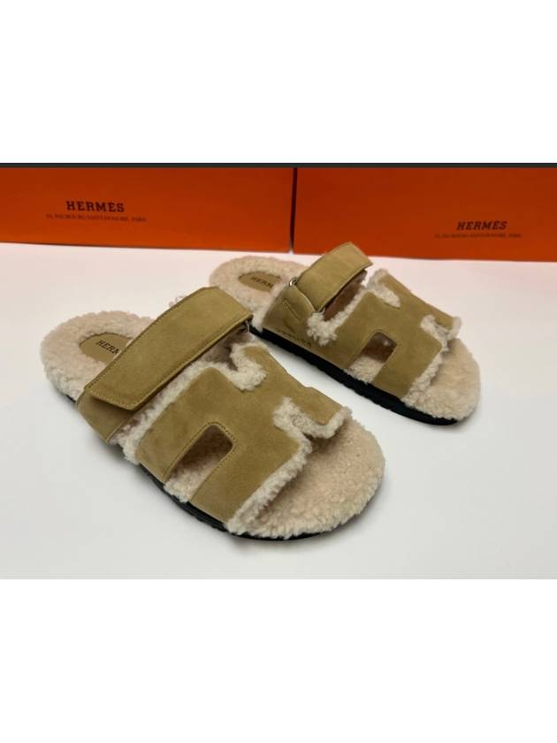 Chypre sandals women s slippers goatskin suede beige ecru H222195Z - HERMES - BALAAN 2