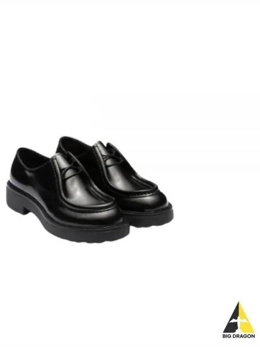 Diapason Opaque Lace-Up Brushed Leather Derby Black - PRADA - BALAAN 2