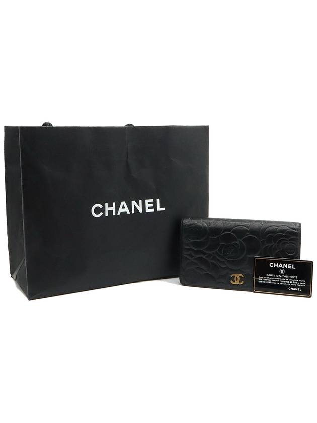 Women s Chanel A36544 Black Lambskin Camellia Gold CC Logo Flap Long Wallet 17th Unit gt Gangbuk used luxury goods - CHANEL - BALAAN 3