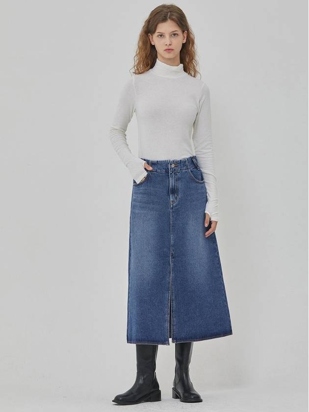 Denim slit A line skirt indigo - RYUL+WAI: - BALAAN 3