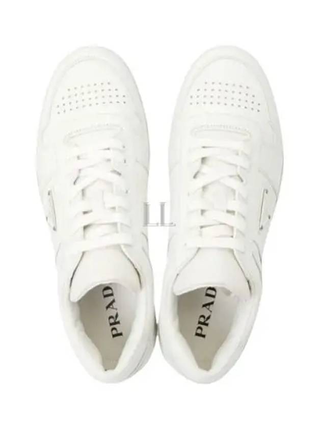 Downtown Triagle Logo Leather Low Top Sneakers White - PRADA - BALAAN 2