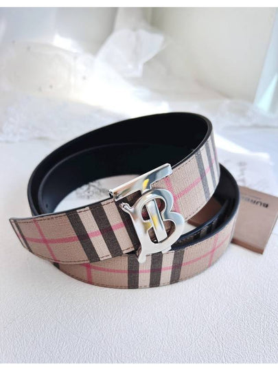 Reversible TB Check Leather Belt Beige - BURBERRY - BALAAN 2