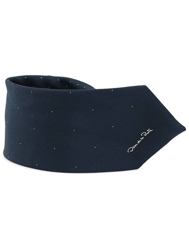 Navy polyester dot pattern tie - OSCAR DE LA RENTA - BALAAN 1