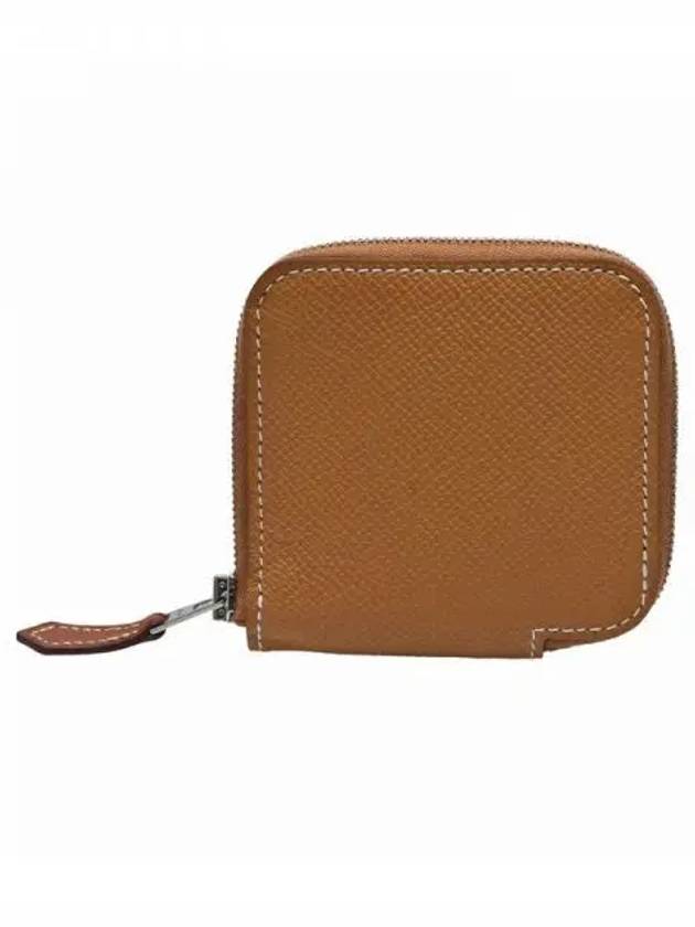 SILKIIN compact zipper mini coin purse brown wallet 233987 - HERMES - BALAAN 1