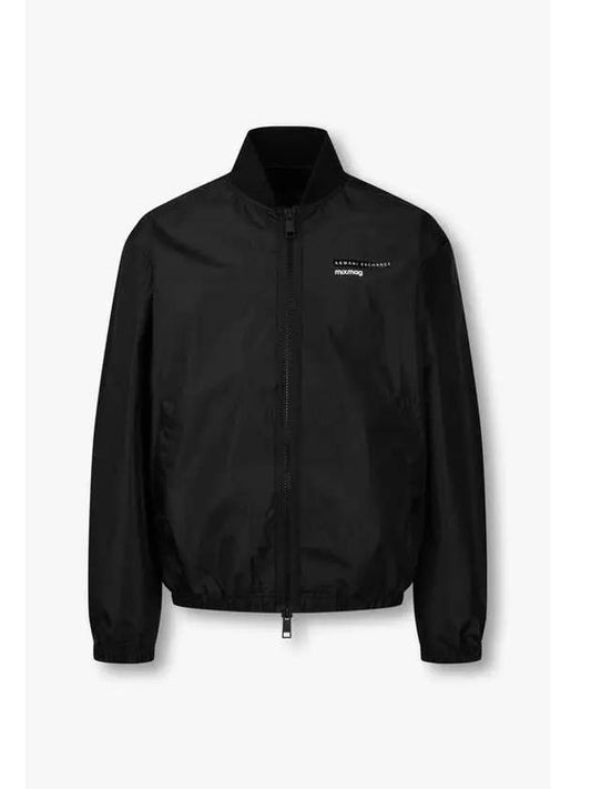 Men s Taping Logo Poly Zip up Jacket Black - ARMANI EXCHANGE - BALAAN 1