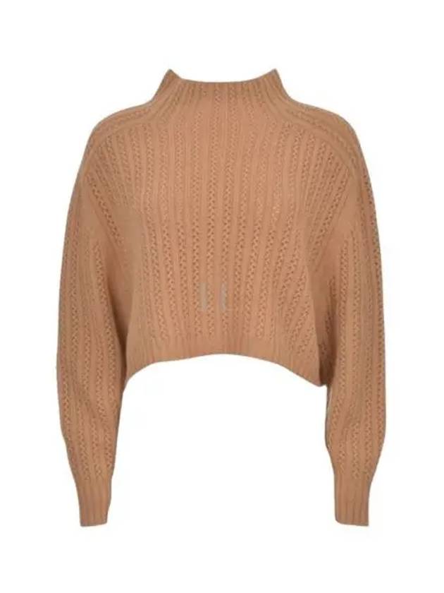 High Neck Back Button Crop Knit Top Brown - MAX MARA - BALAAN 2