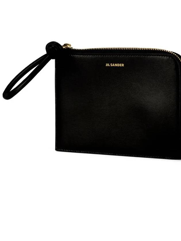 Embossed Logo Leather Envelope Card Wallet Black - JIL SANDER - BALAAN 4