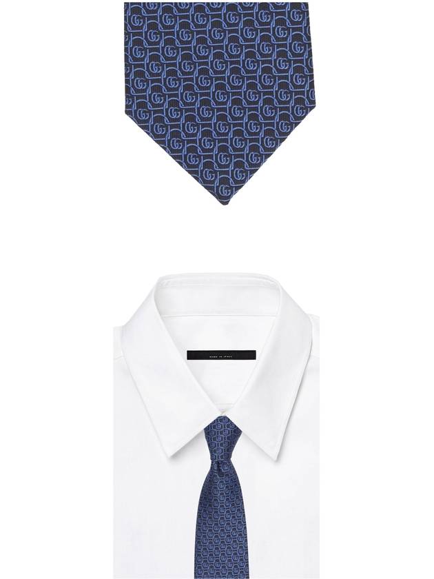 GG Frame Pattern Silk Tie Blue Black - GUCCI - BALAAN 3