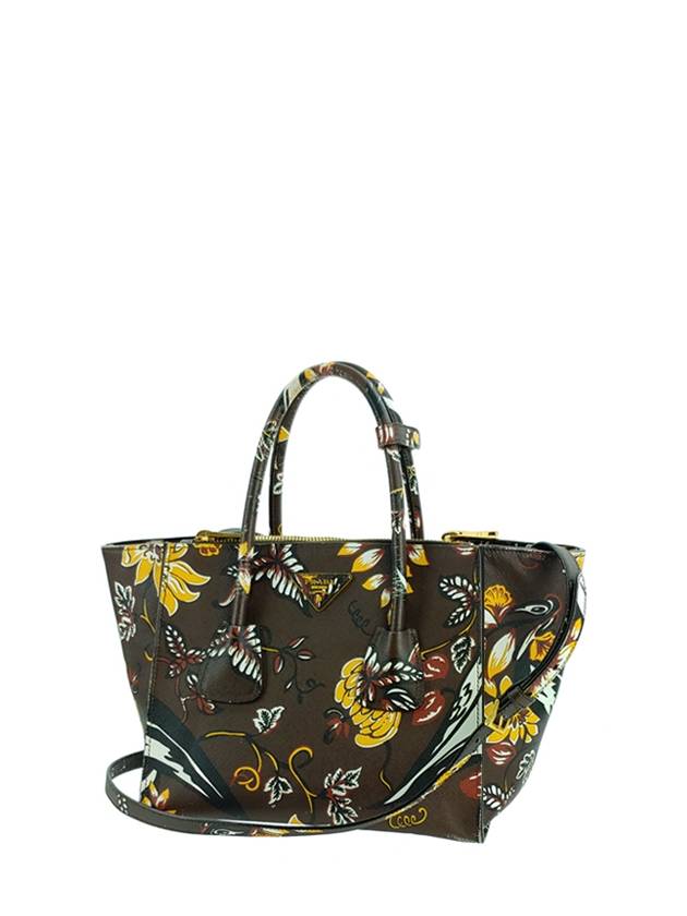 Saffiano Double Zipper Flower Satchel Shoulder Bag B2625P - PRADA - BALAAN 1