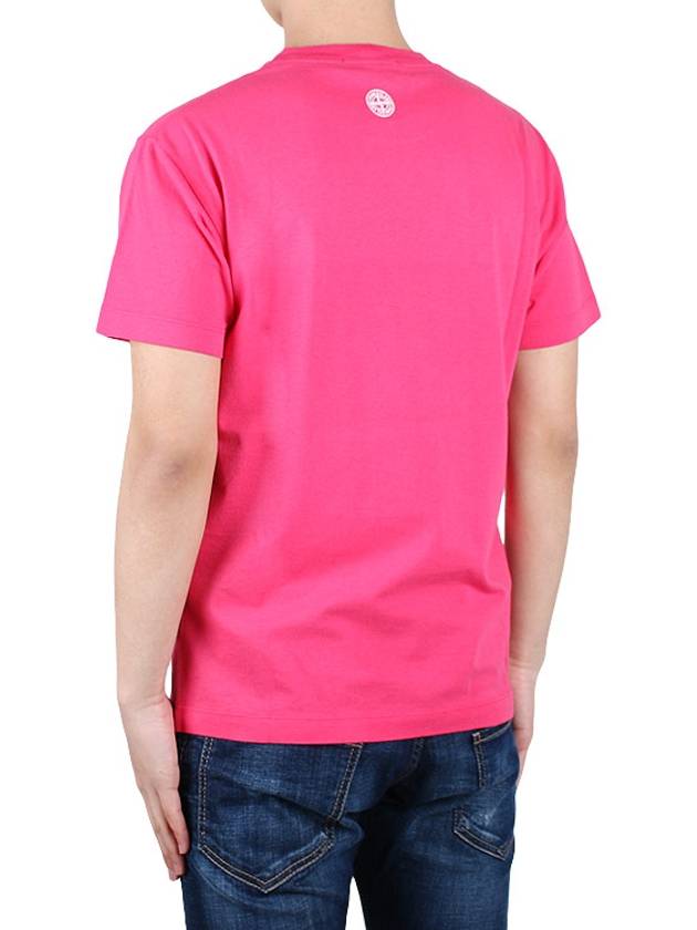 Tricromia One Print Garment Dyed Cotton Jersey Short Sleeve T-Shirt Pink - STONE ISLAND - BALAAN 5