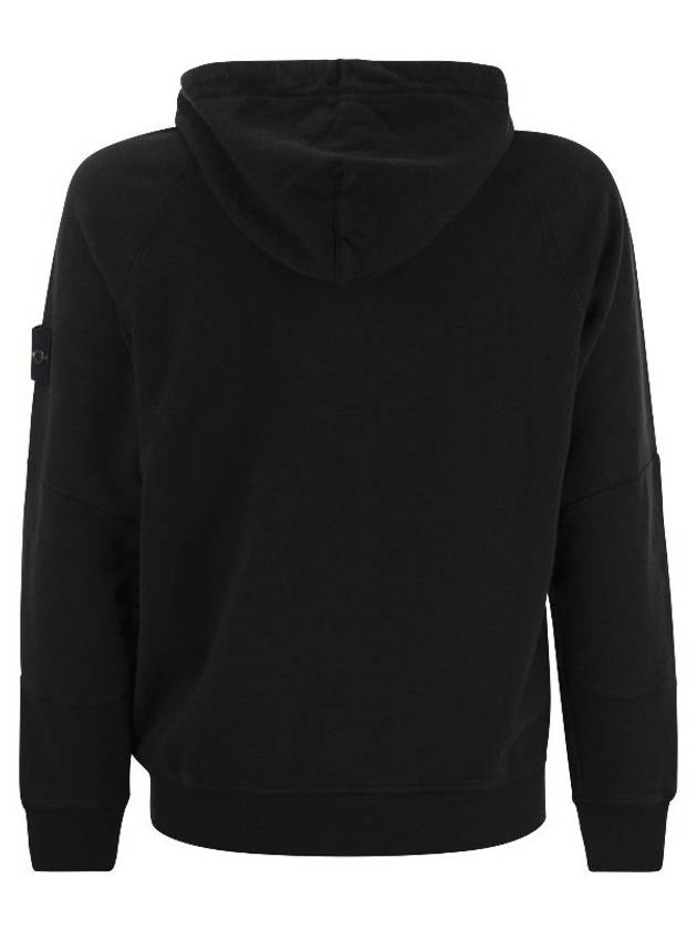 Logo Patch Cotton Zip Up Hoodie Balck - STONE ISLAND - BALAAN 4