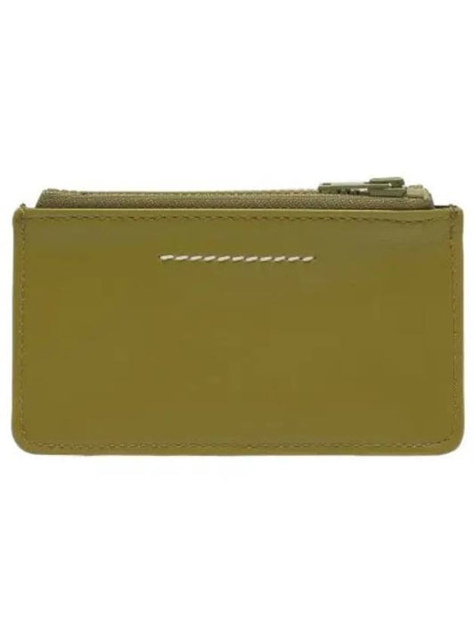 MM6 Logo Zipper Card Holder Green Glow Wallet - MAISON MARGIELA - BALAAN 1