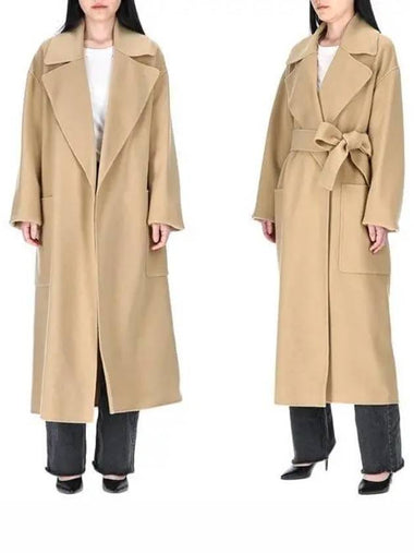 Polka Wool Single Coat Beige - MAX MARA - BALAAN 1