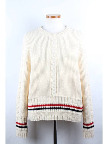 Cable three line crew neck knit 5 - THOM BROWNE - BALAAN 1