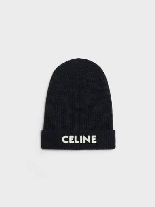 Embroider Logo Knit Beanie Black - CELINE - BALAAN 2