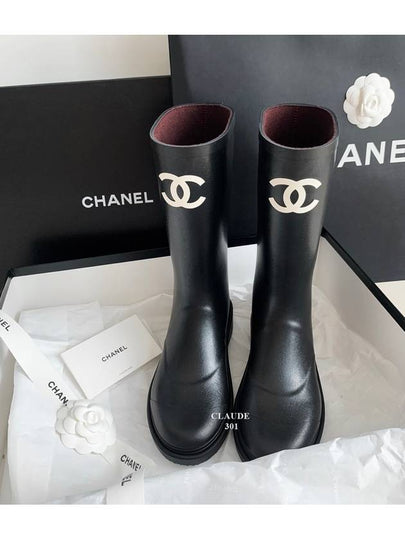 CC Logo Caoutchouc Rain Boots Black - CHANEL - BALAAN 2