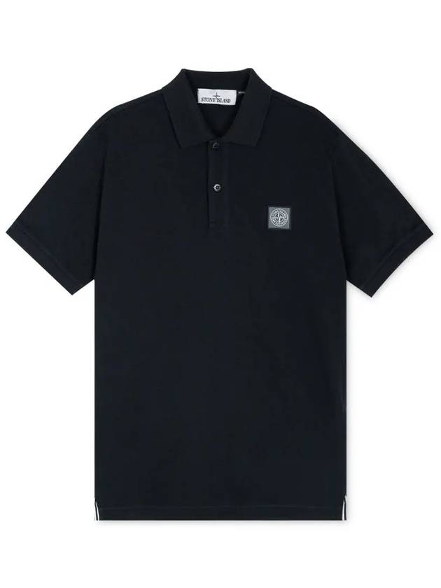 Logo Patch Short Sleeve Polo Shirt Navy - STONE ISLAND - BALAAN 4