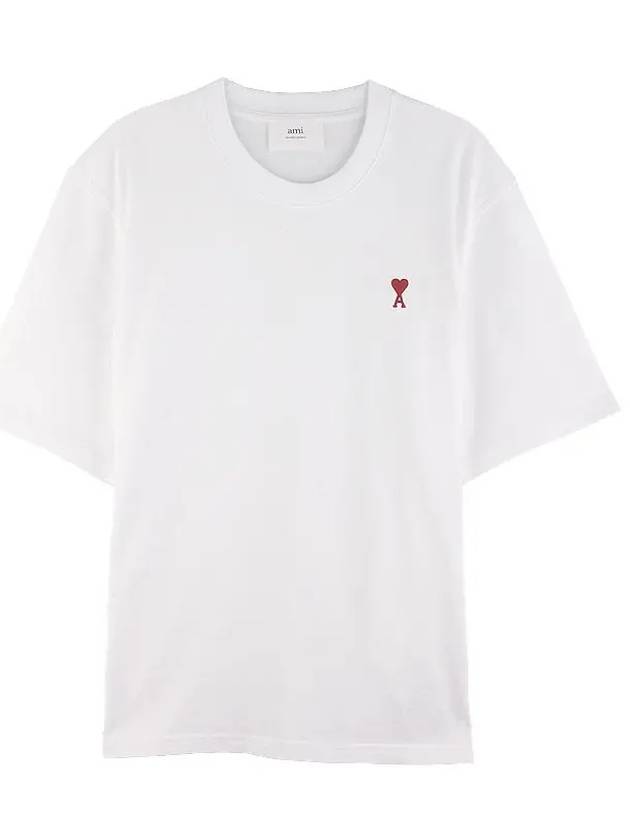 Small Heart Logo Boxy Fit Short Sleeve T-Shirt White - AMI - BALAAN 3