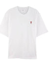 Small Heart Logo Boxy Fit Short Sleeve T-Shirt White - AMI - BALAAN 3