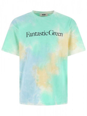 Men's Fantastic Green Tie Dye Short Sleeve T-Shirt Multi - MSGM - BALAAN 1