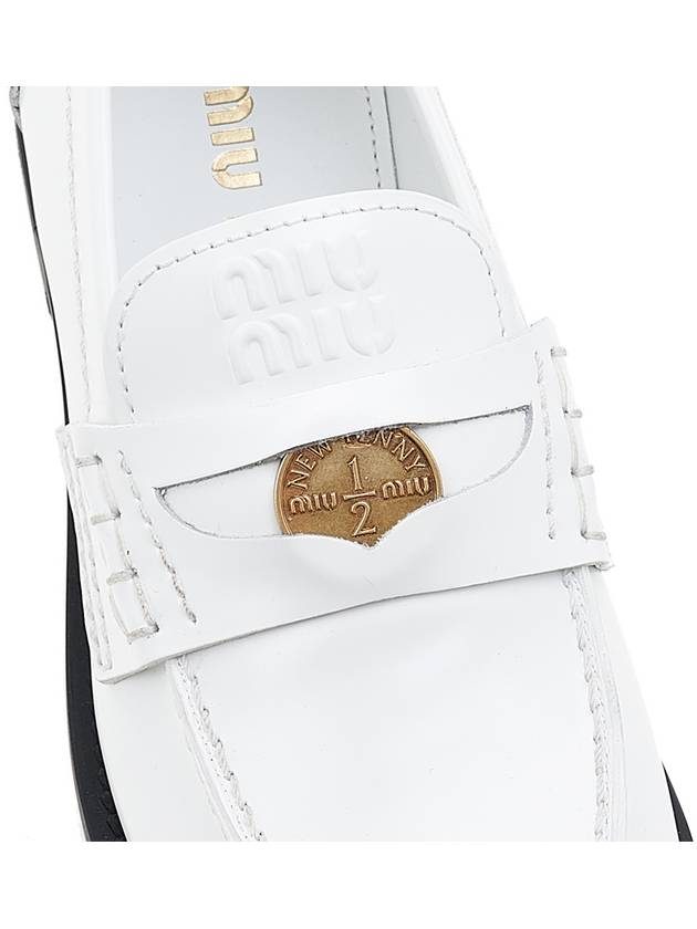 Brushed Leather Penny Loafers White - MIU MIU - BALAAN 9