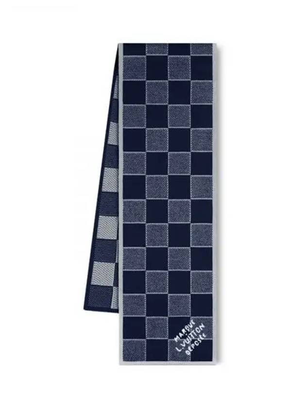 Horsebit Heritage Damier Twilly Scarf Muffler Navy Blue M90776 - LOUIS VUITTON - BALAAN 1