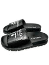 Logo Sequin Rubber Sole Slippers Black - PRADA - BALAAN 4