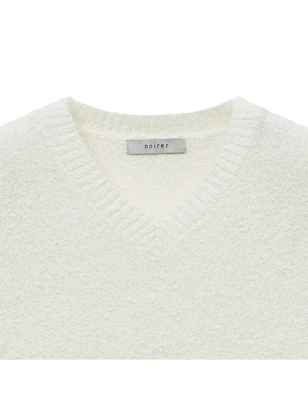 Boucle V Neck Half Knit Top Ivory - NOIRER - BALAAN 5