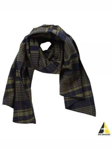 Long Scarf NavyOlive Cotton Plaid 24S1H001 OR385 ES062 - ENGINEERED GARMENTS - BALAAN 1