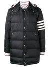 Men's 4 Bar Button Down Hooded Padding Black - THOM BROWNE - BALAAN 2