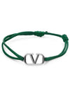 Silver V Logo Signature Bracelet Green - VALENTINO - BALAAN 2