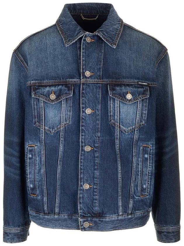 Logo Label Denim Jacket Blue - DOLCE&GABBANA - BALAAN 1