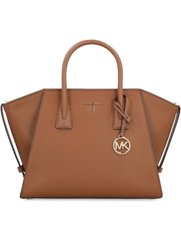 Avril Logo Embellished Leather Tote Bag Brown - MICHAEL KORS - BALAAN 7