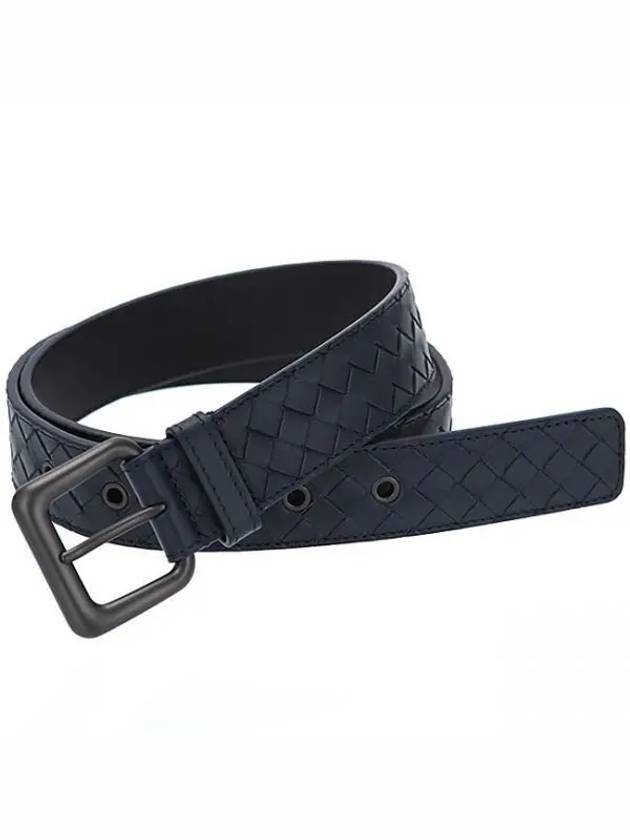 Intrecciato Leather Belt Navy - BOTTEGA VENETA - BALAAN 2