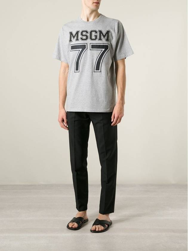 77 Logo Print Short Sleeve T-Shirt Grey - MSGM - BALAAN 5