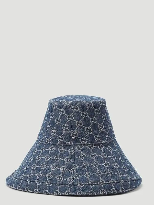 Washed Wide Denim Bucket Hat Blue - GUCCI - BALAAN 4