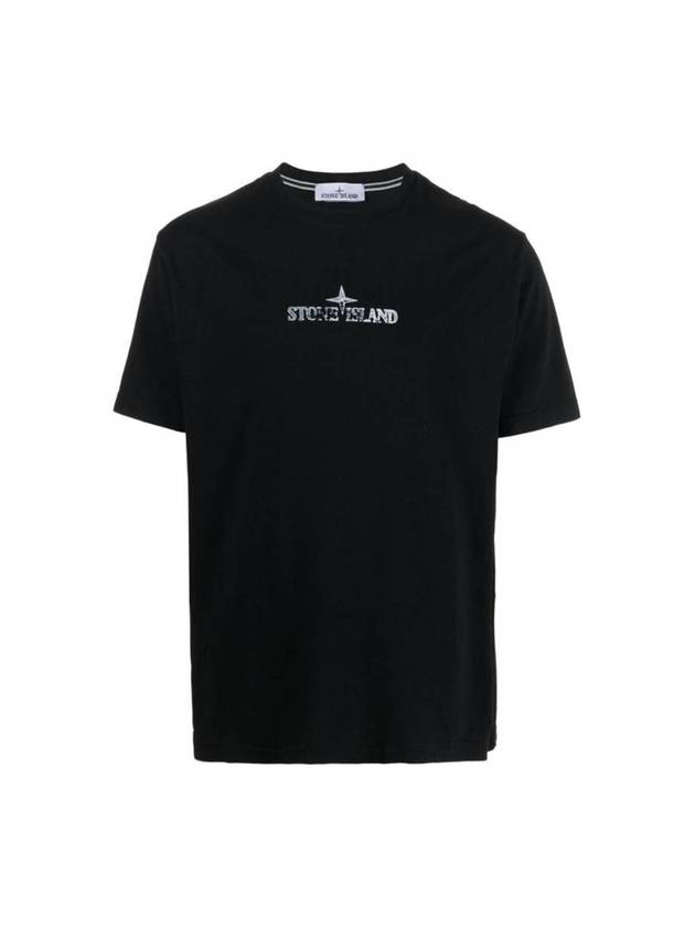 Logo Print Short Sleeve T-Shirt Black - STONE ISLAND - BALAAN 1