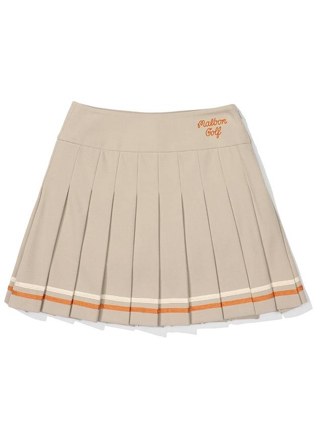 High waist wool like pleated skirt BEIGE WOMAN - MALBON GOLF - BALAAN 1