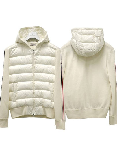 Logo Patch Padded Wool Hooded Jacket White - MONCLER - BALAAN 2