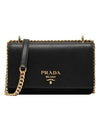 Saffiano Pocono Chain Shoulder Bag Black Gold - PRADA - BALAAN 1