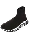 Men's Speedrunner Red Logo High Top Sneakers Black - BALENCIAGA - BALAAN 2