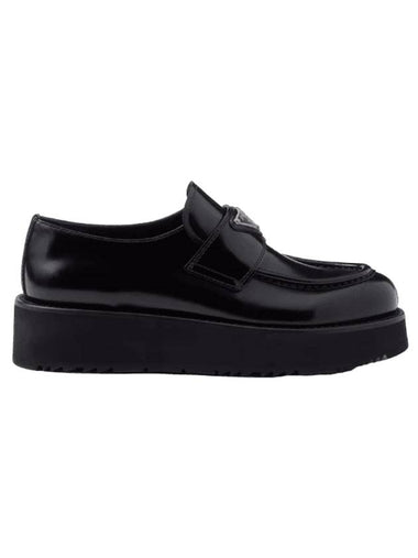 Brushed Leather Loafers Black - PRADA - BALAAN 1