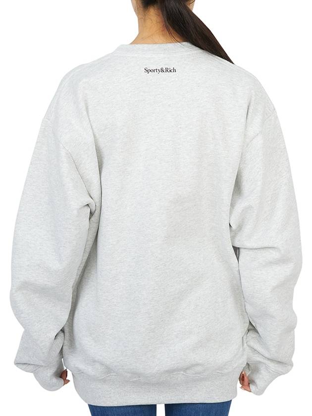 Wellness Club Flock Crew Neck Cotton Sweatshirt Light Grey - SPORTY & RICH - BALAAN 5