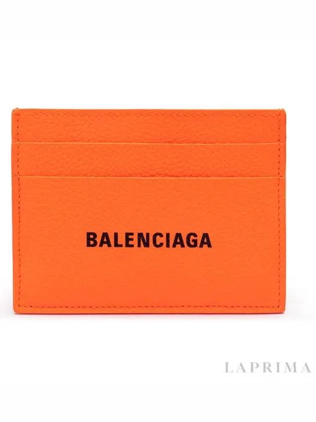 Logo Calfskin Card Wallet Fluo Orange - BALENCIAGA - BALAAN 5