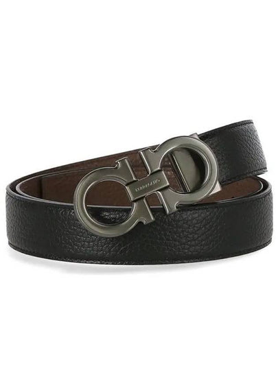 Gancini Reversible Leather Belt Brown Black - SALVATORE FERRAGAMO - BALAAN 2